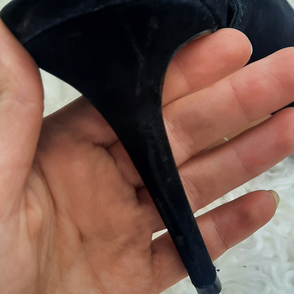 Vince Camuto Black Suede Open-Toe Slingback Heels - Picture 8 of 10